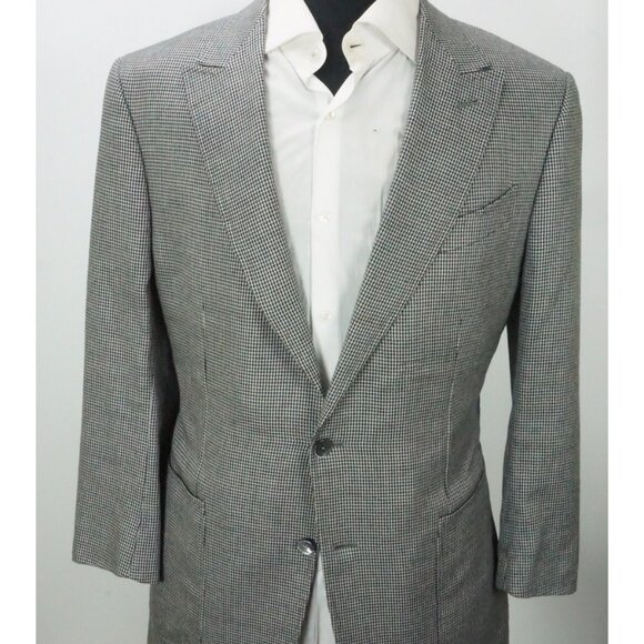 Ermenegildo Zegna Manhattan White Black Woven Cashmere blend Sport Coat 46R - Picture 3 of 10